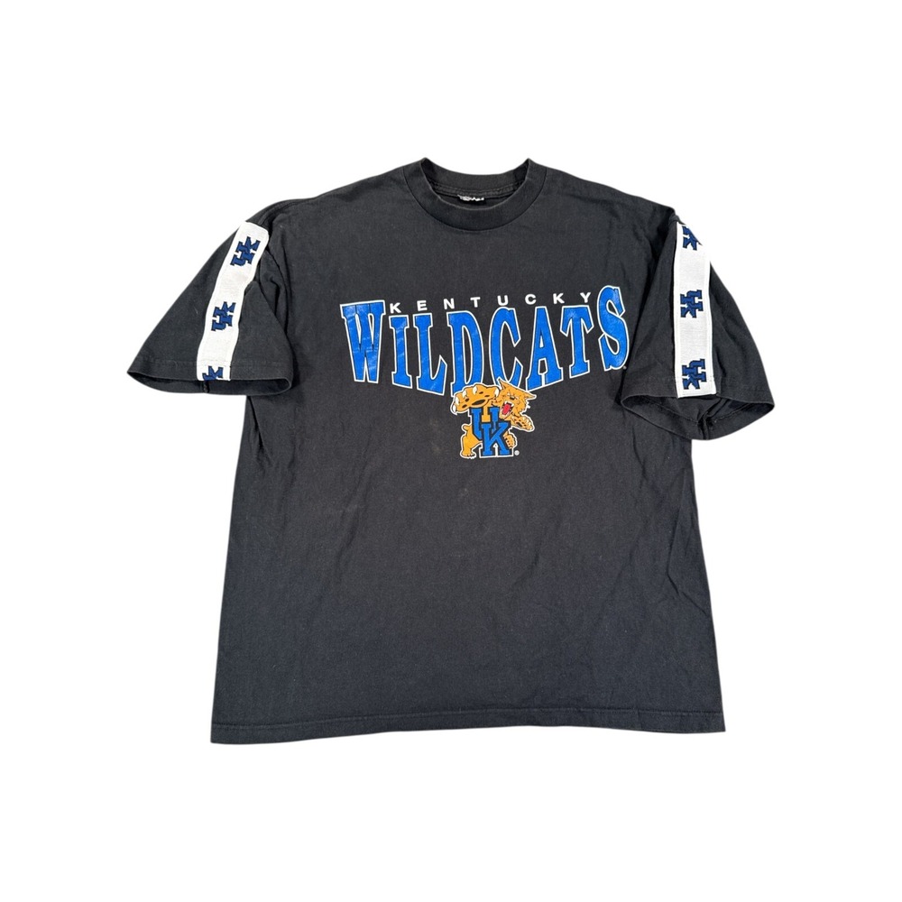 Vintage Kentucky Wildcats T Shirt Mens XL Black Graphic Logo Sleeve Hit NCAA